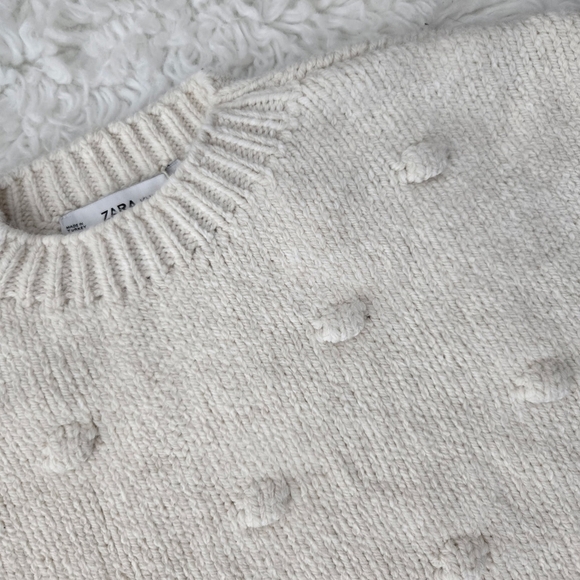 Zara Knit PomPom Sweater. Ivory. Size Small. New. - Picture 3 of 9